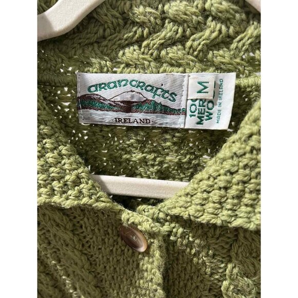 Aran Crafts Green Cable Knit Cardigan - Picture 6 of 7